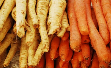 Carrots and parsnips side by side